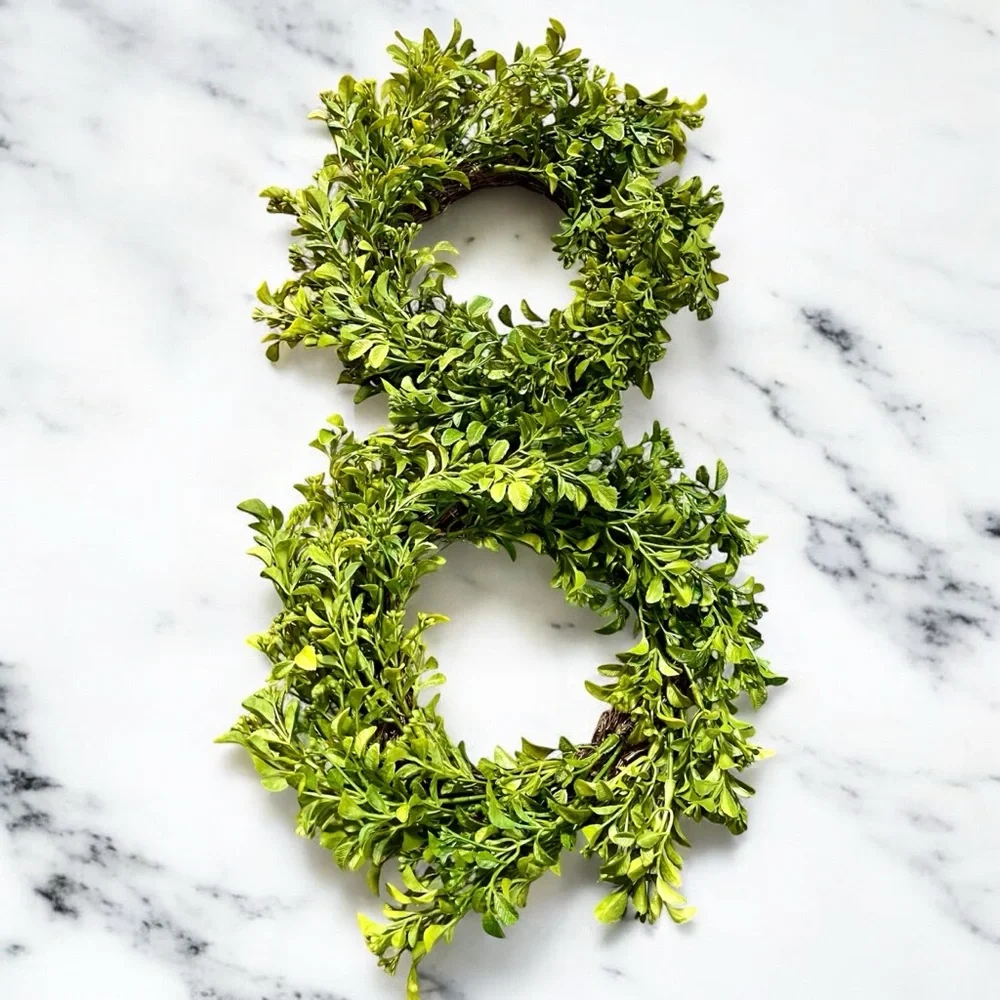 X2 faux green leaf mini wreaths 12”
